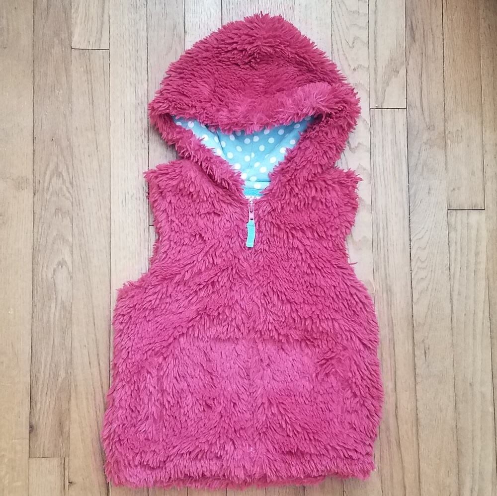 Mini Boden faux fur hooded vest